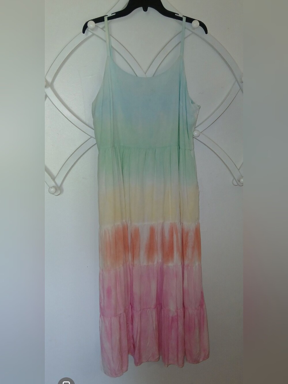 Crown & Ivy Pastel Ombre Tiered Maxi Dress in Blue, Green, Yellow, Orange, Pink
